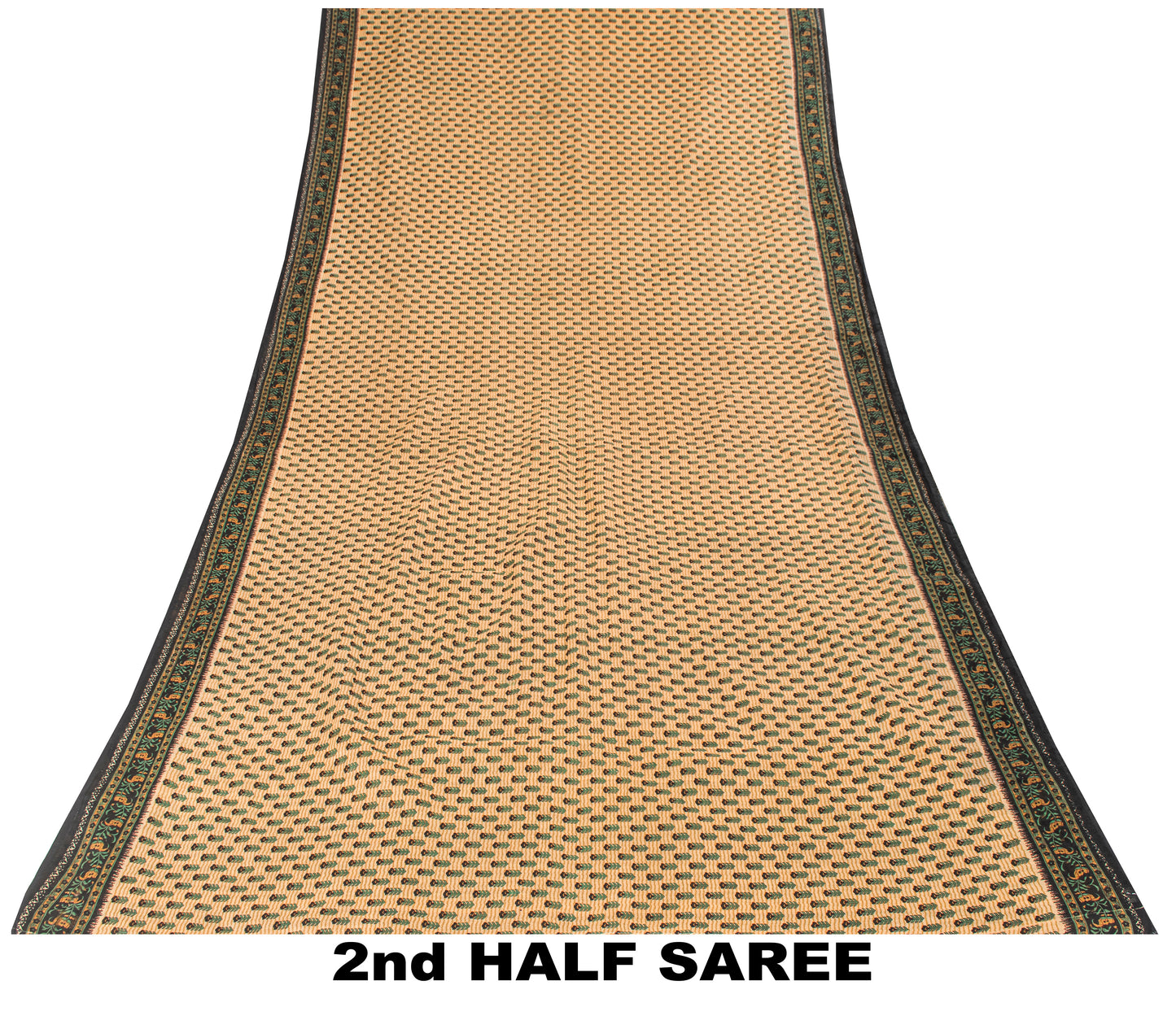 Sanskriti Vintage Saree Cream Pure Cotton Kalamkari Floral Print Sari 5YD Fabric