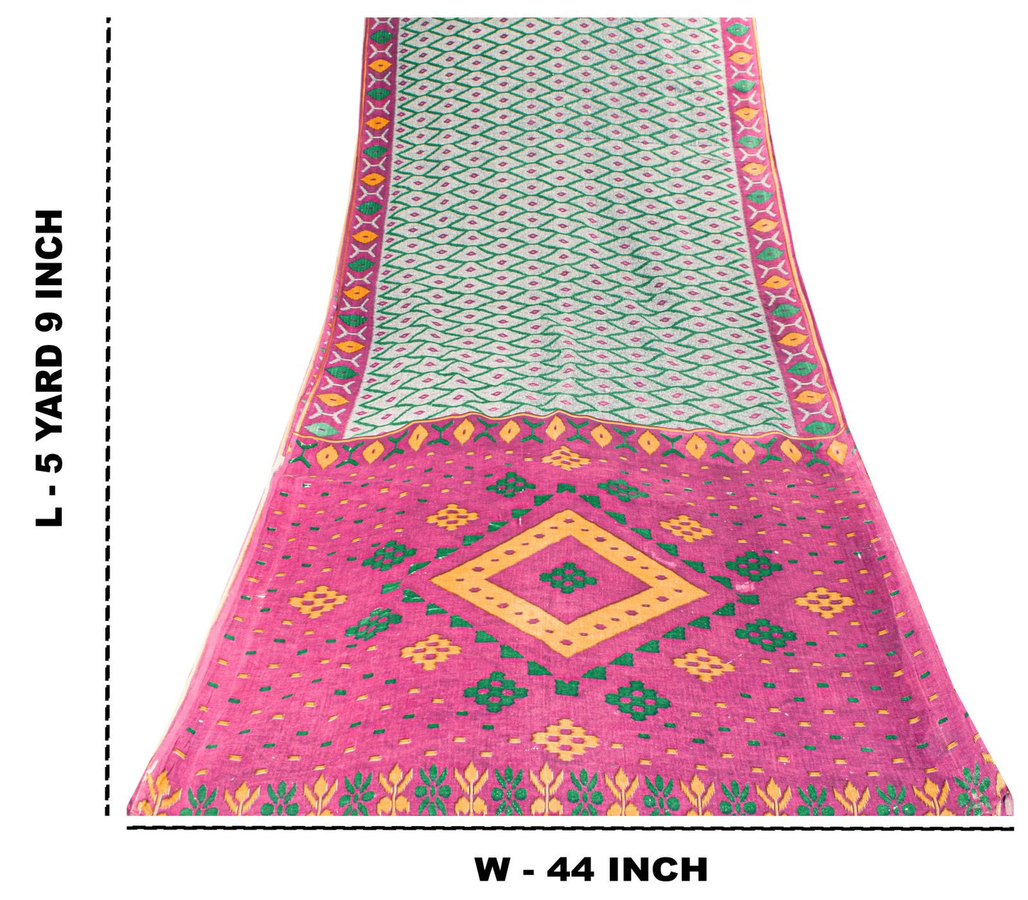 Sanskriti Vintage Saree Gray-Purple Pure Cotton Patola Ikat Printed Sari Fabric