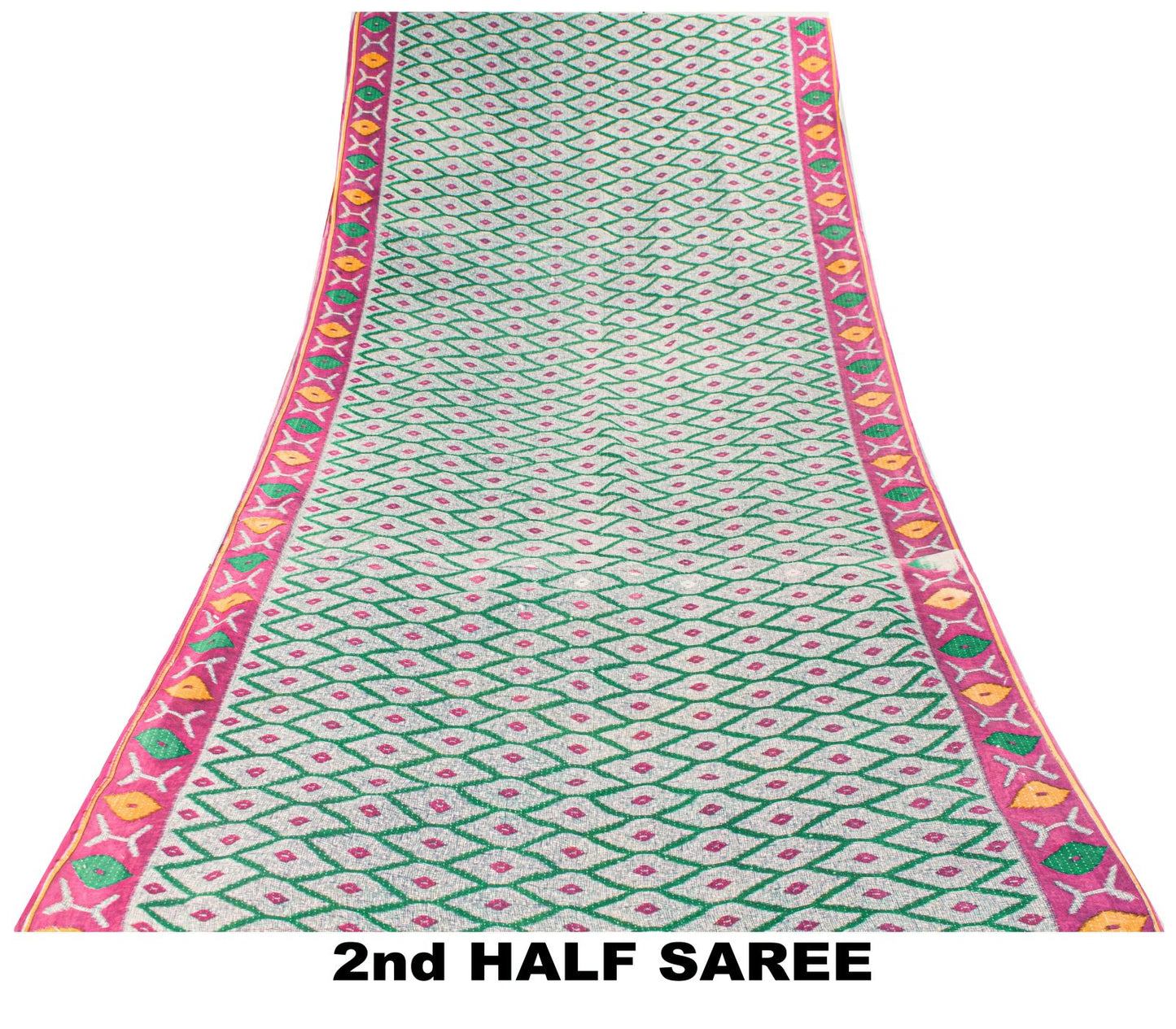 Sanskriti Vintage Saree Gray-Purple Pure Cotton Patola Ikat Printed Sari Fabric