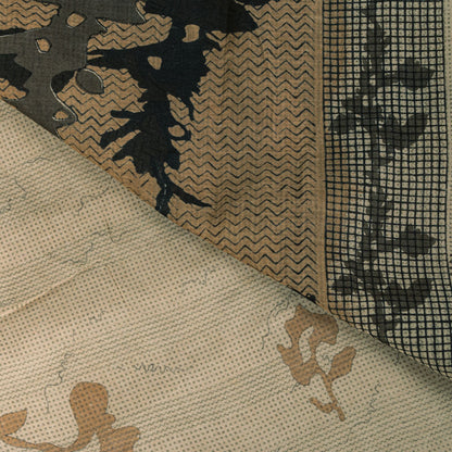 Sanskriti Vintage Saree Beige Pure Cotton Abstract Print Sari 5+YD Craft Fabric