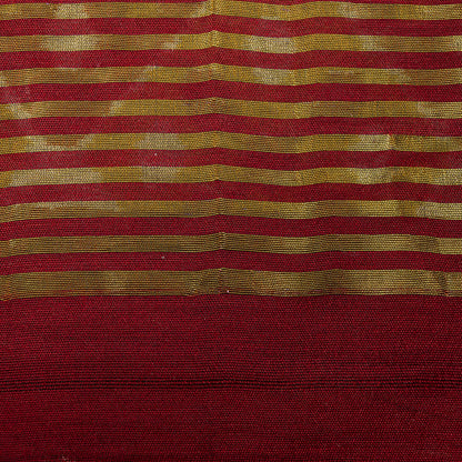 Sanskriti Vintage Saree Red Blend Cotton Geometric Ikat Print-Woven Sari Fabric