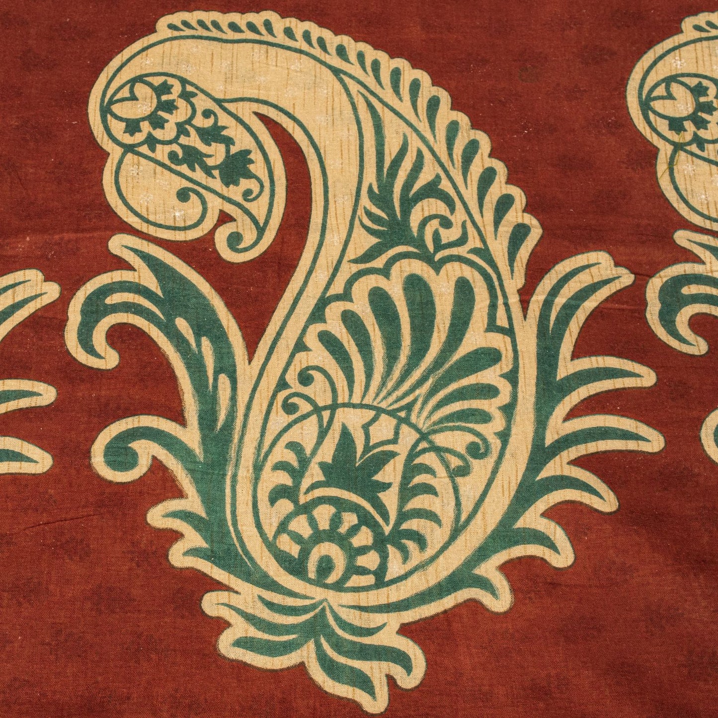Sanskriti Vintage Saree Cream Pure Cotton Block Printed Sari 5.5+YD Craft Fabric