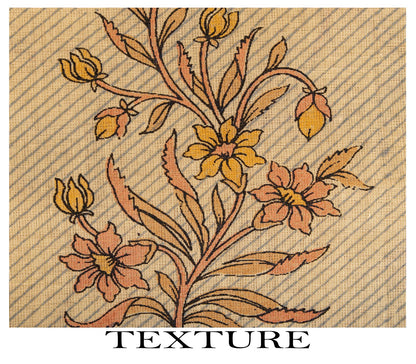Sanskriti Vintage Saree Beige Pure Cotton Floral Printed Sari Fabric 5.5+Yard