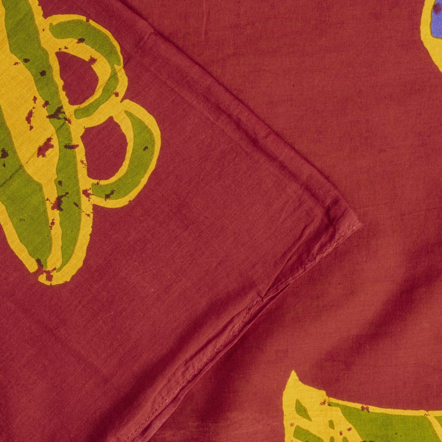 Sanskriti Vintage Saree Yellow Pure Cotton Abstract Batik Work Sari Craft Fabric