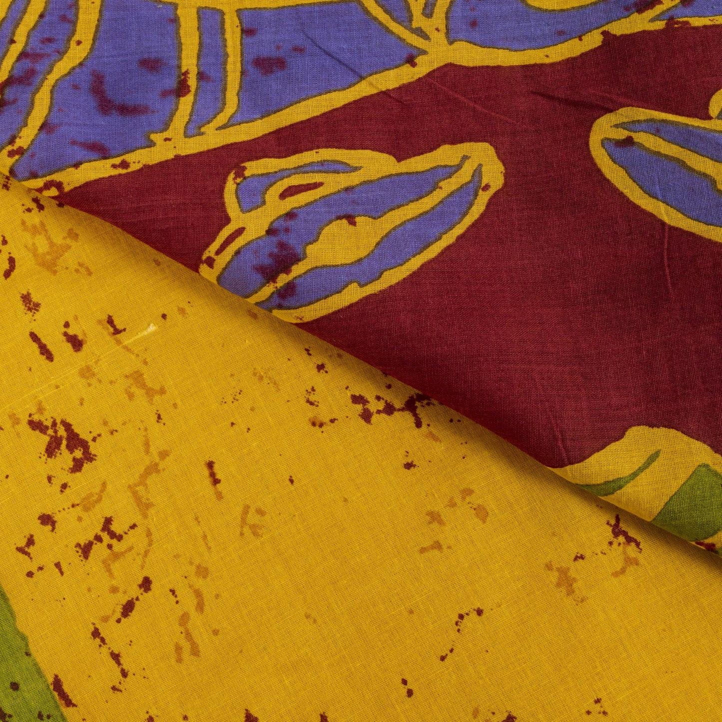 Sanskriti Vintage Saree Yellow Pure Cotton Abstract Batik Work Sari Craft Fabric
