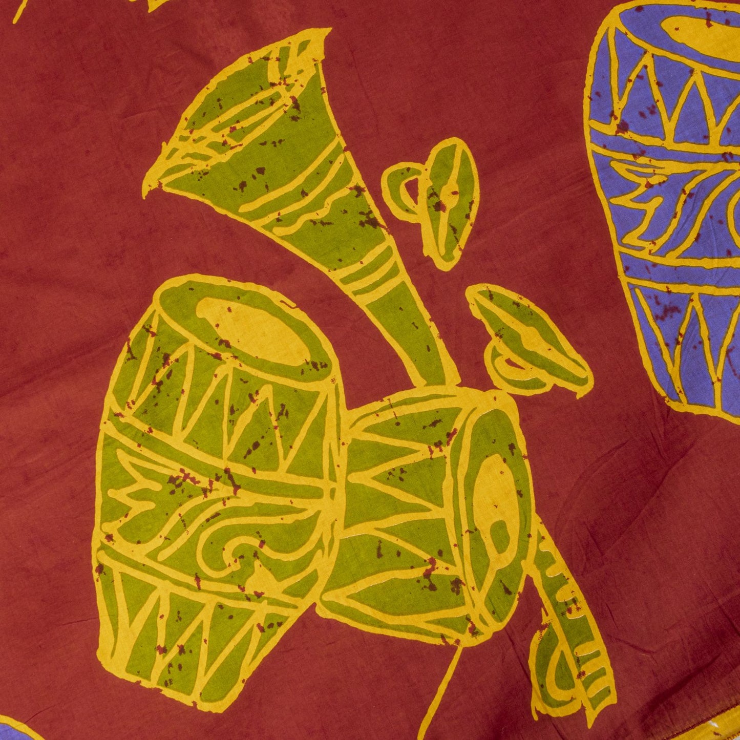 Sanskriti Vintage Saree Yellow Pure Cotton Abstract Batik Work Sari Craft Fabric