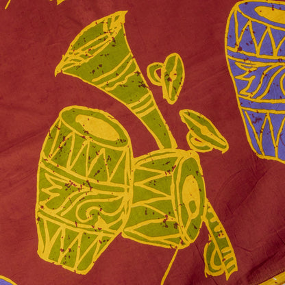 Sanskriti Vintage Saree Yellow Pure Cotton Abstract Batik Work Sari Craft Fabric