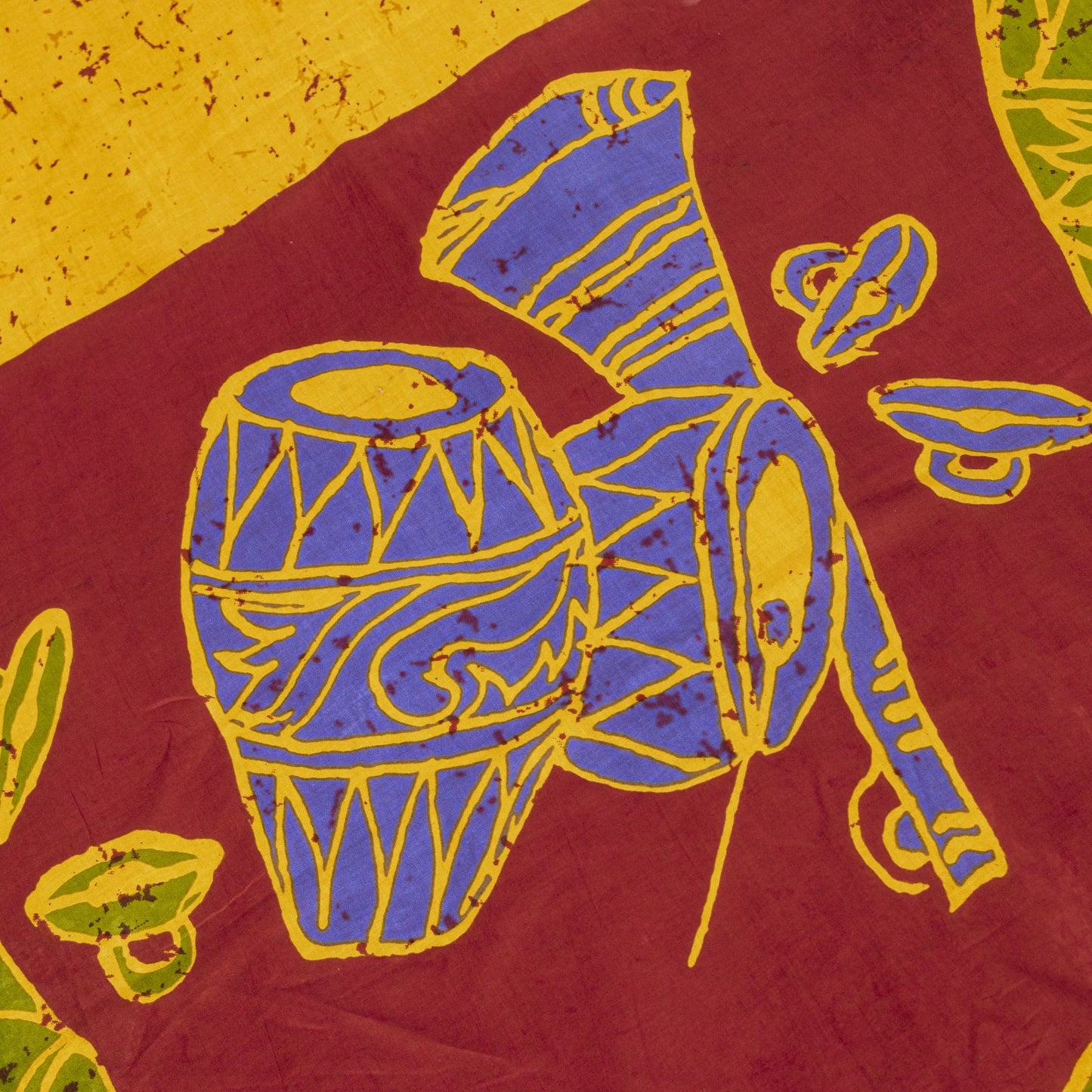 Sanskriti Vintage Saree Yellow Pure Cotton Abstract Batik Work Sari Craft Fabric