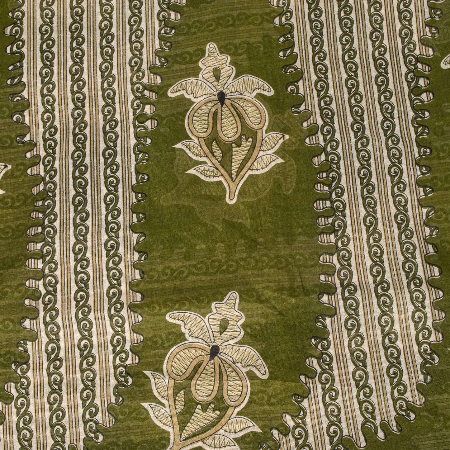 Sanskriti Vintage Saree Green Pure Cotton Paisley Print Sari 5.5+YD Craft Fabric