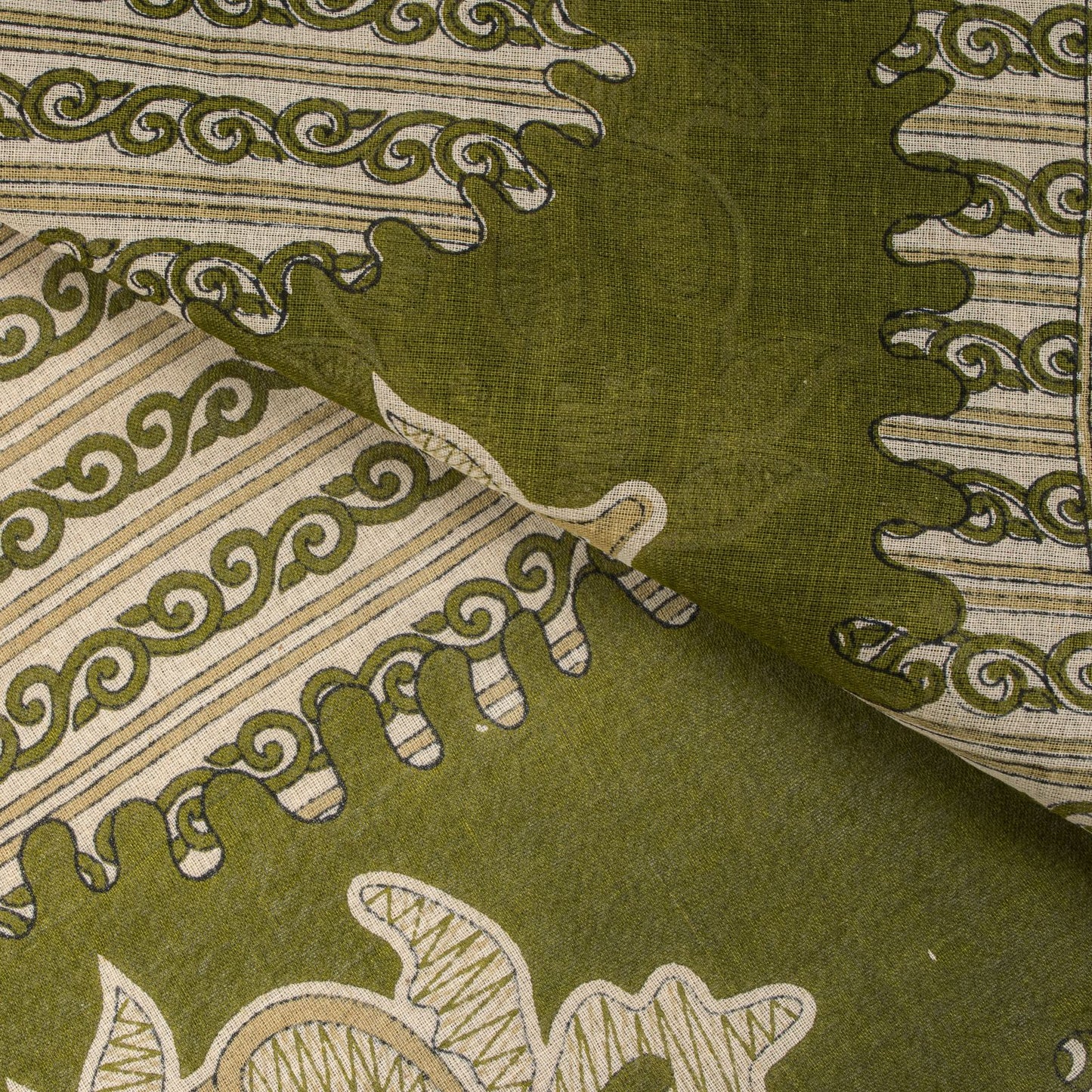 Sanskriti Vintage Saree Green Pure Cotton Paisley Print Sari 5.5+YD Craft Fabric