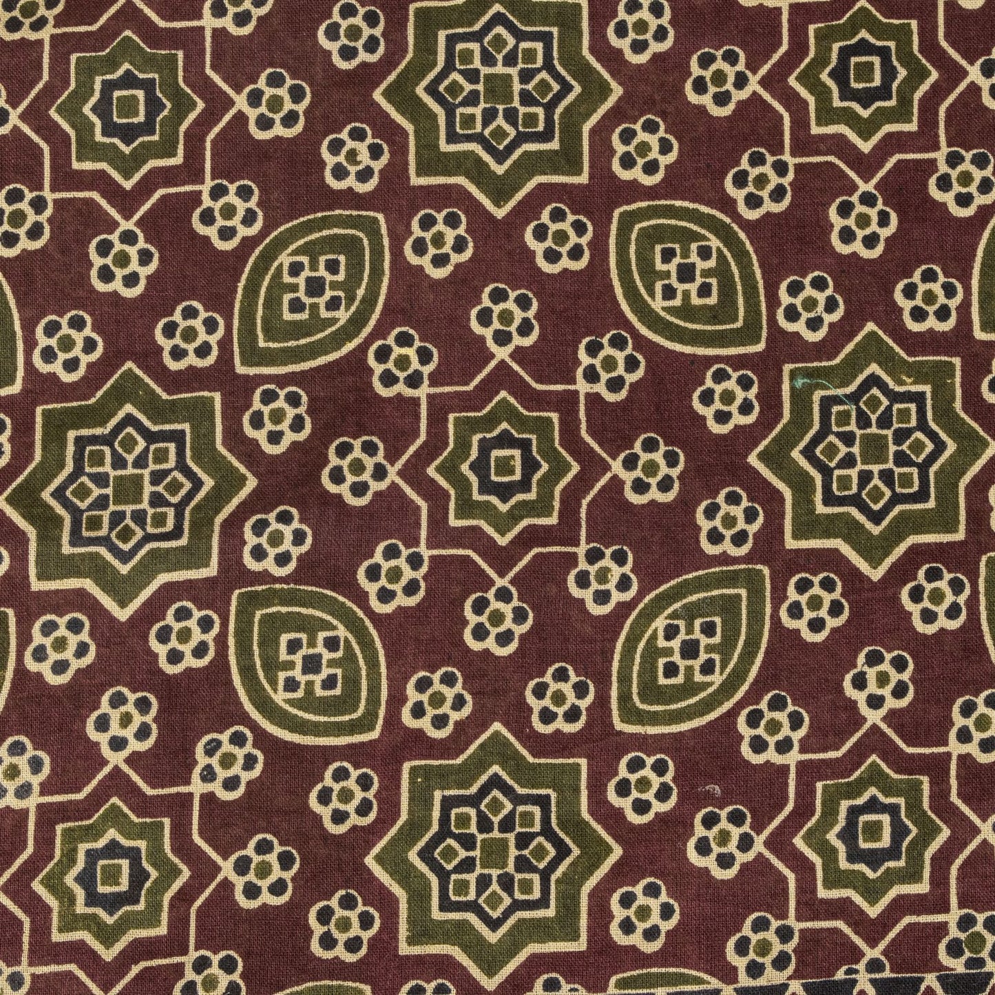 Sanskriti Vintage Saree Brown Pure Cotton Ajrakh Printed Sari 5.5YD Craft Fabric