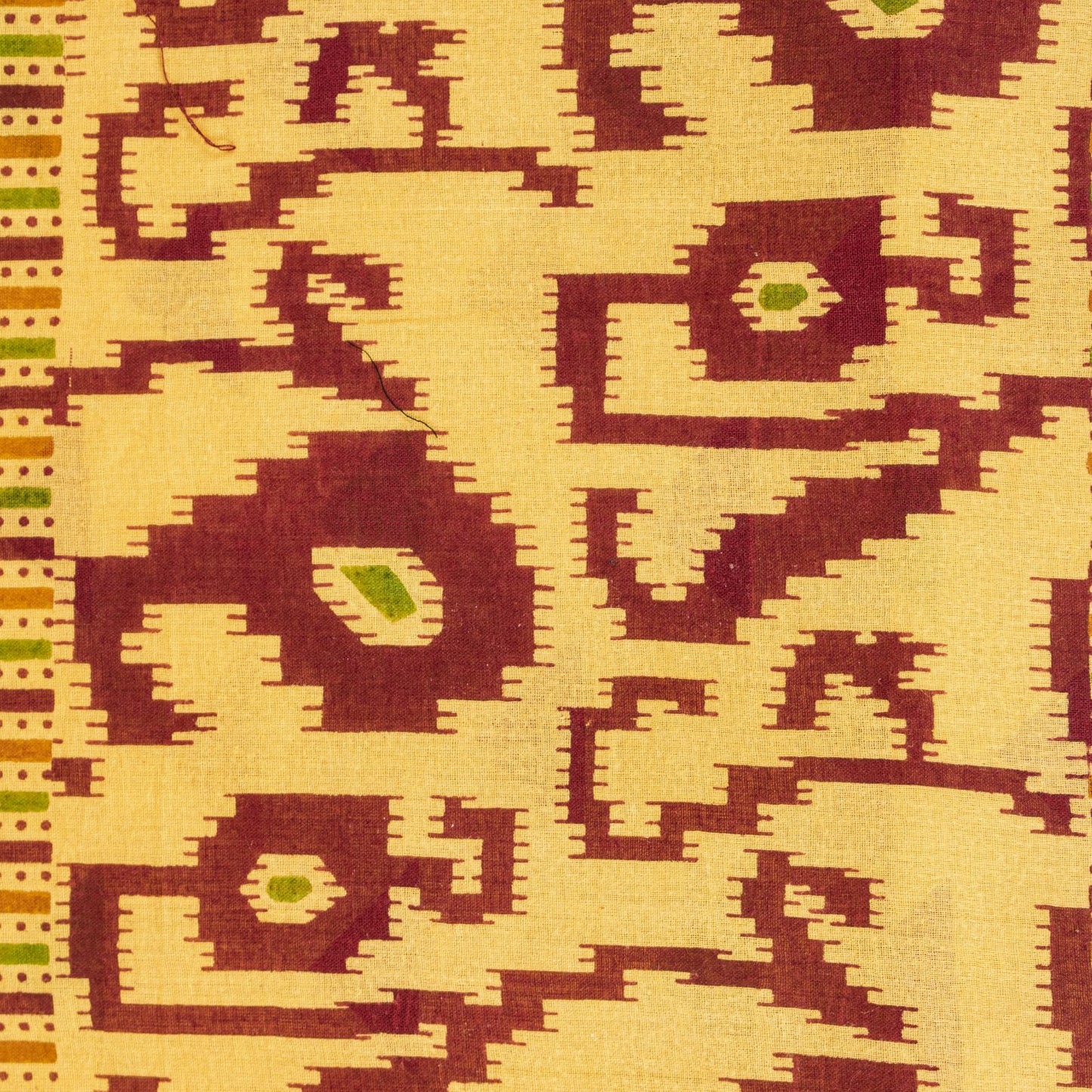 Sanskriti Vintage Saree Yellow Pure Cotton Ikat Print Geometric Sari 5+YD Fabric