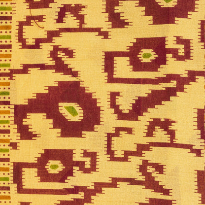 Sanskriti Vintage Saree Yellow Pure Cotton Ikat Print Geometric Sari 5+YD Fabric