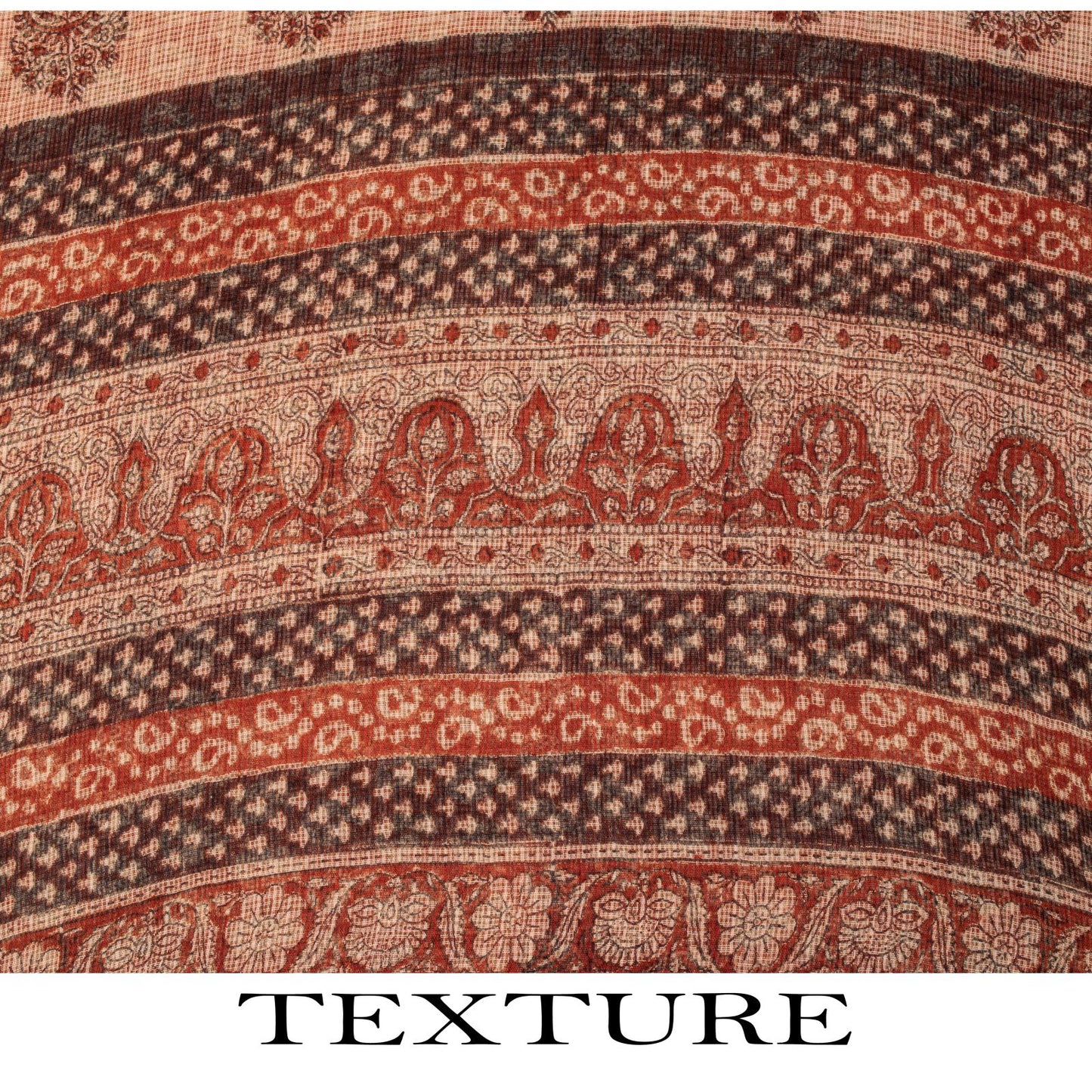 Sanskriti Vintage Kota Saree Brown Pure Cotton Hand Block Print Sari 5.5+Fabric