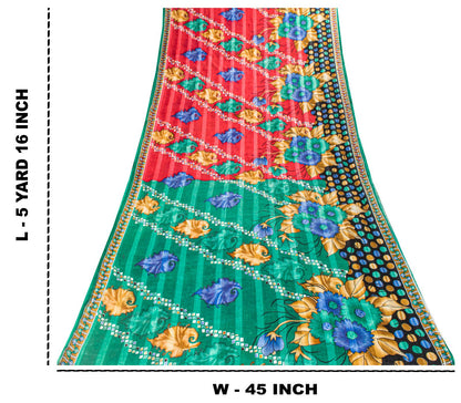 Sanskriti Vintage Saree Pink Pure Cotton Digital Printed Sari 5+YD Craft Fabric