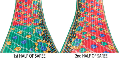 Sanskriti Vintage Saree Pink Pure Cotton Digital Printed Sari 5+YD Craft Fabric