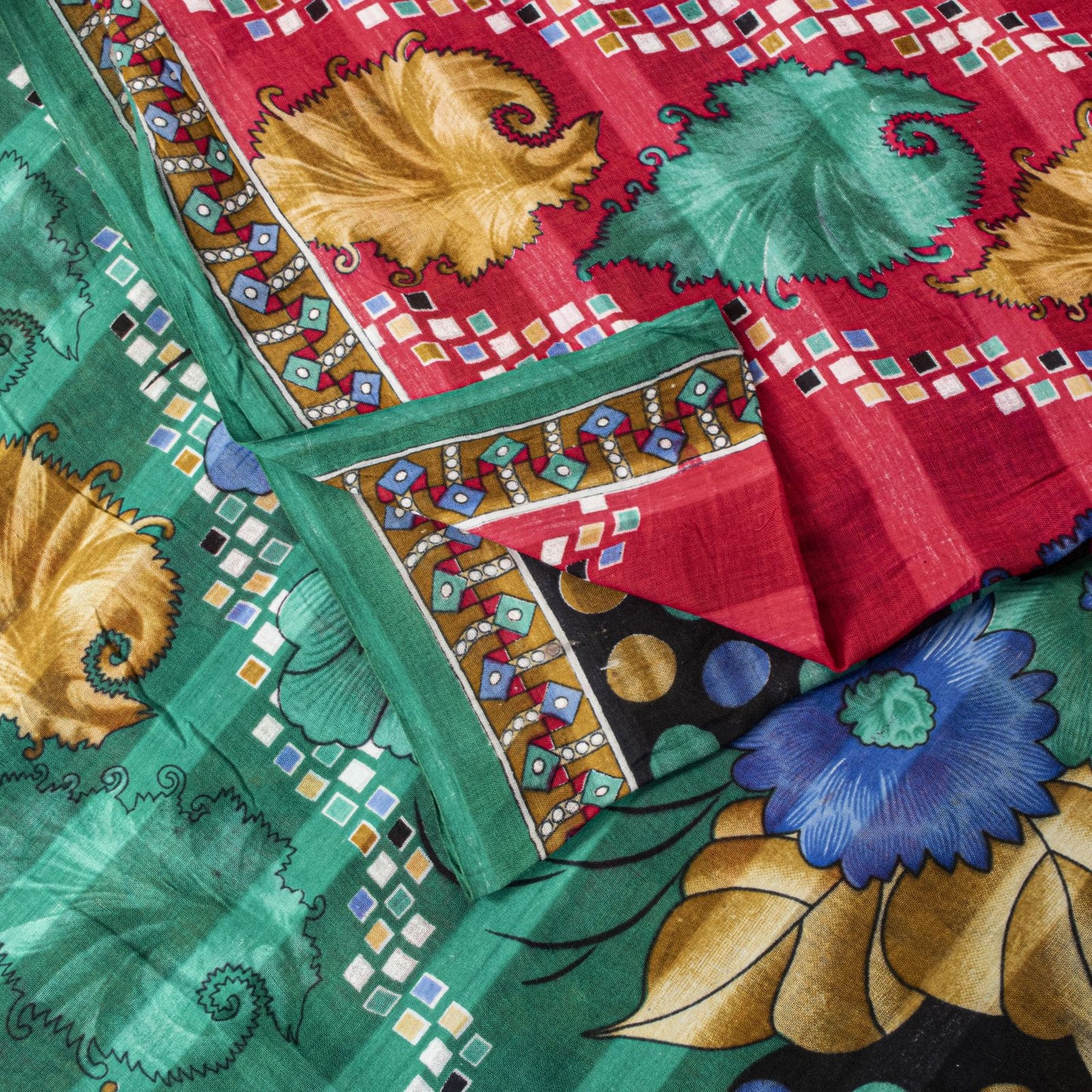Sanskriti Vintage Saree Pink Pure Cotton Digital Printed Sari 5+YD Craft Fabric