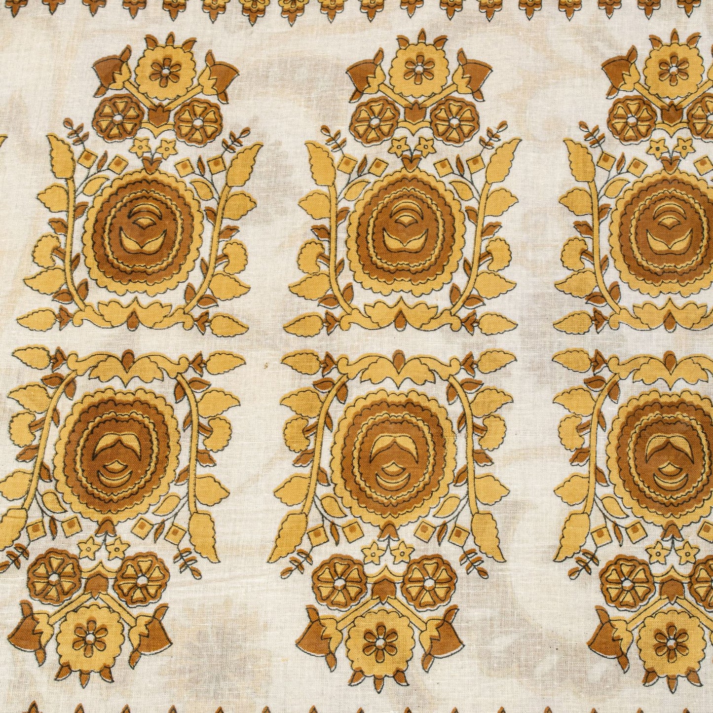 Sanskriti Vintage Saree White-Brown Pure Cotton Kalamkari Printed Sari 5YDFabric