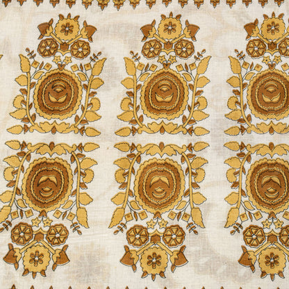 Sanskriti Vintage Saree White-Brown Pure Cotton Kalamkari Printed Sari 5YDFabric