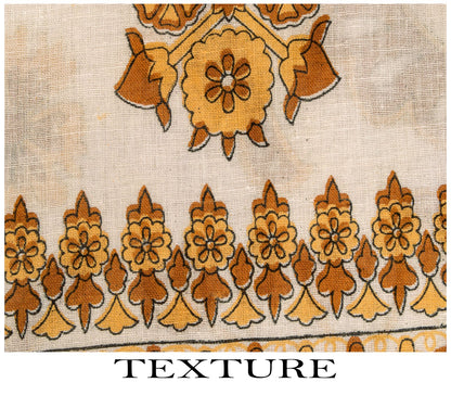 Sanskriti Vintage Saree White-Brown Pure Cotton Kalamkari Printed Sari 5YDFabric