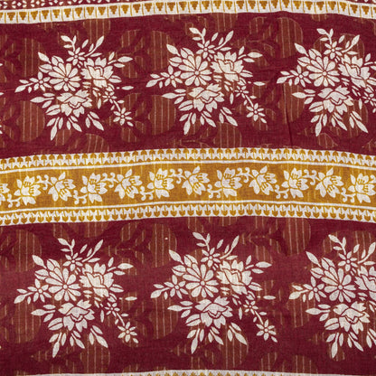 Sanskriti Vintage 8YD Saree Fabric Red Pure Cotton Floral Printed Indian Sari