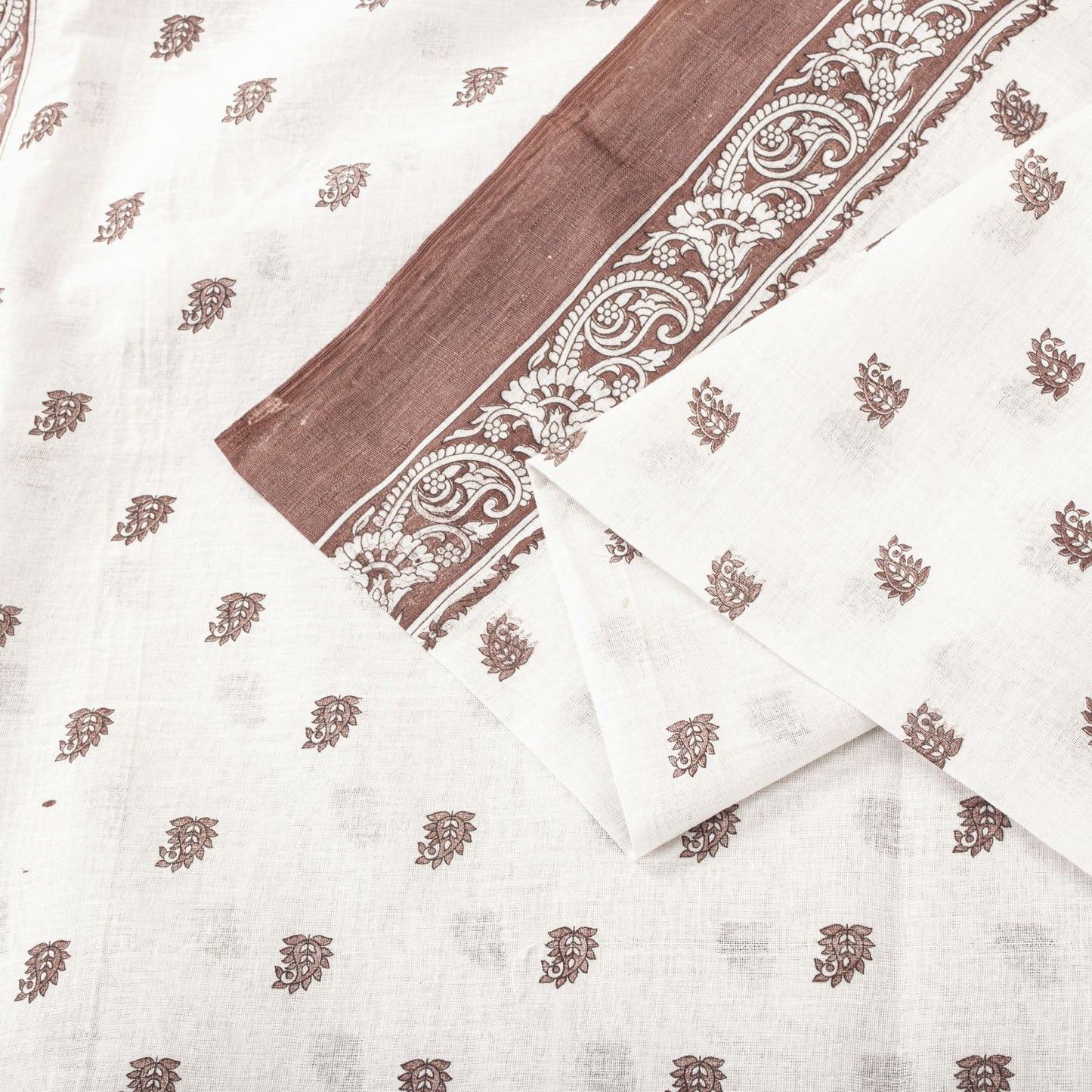 Sanskriti Vintage Saree White Pure Cotton Sanganeri Block Print Sari 5+YD Fabric