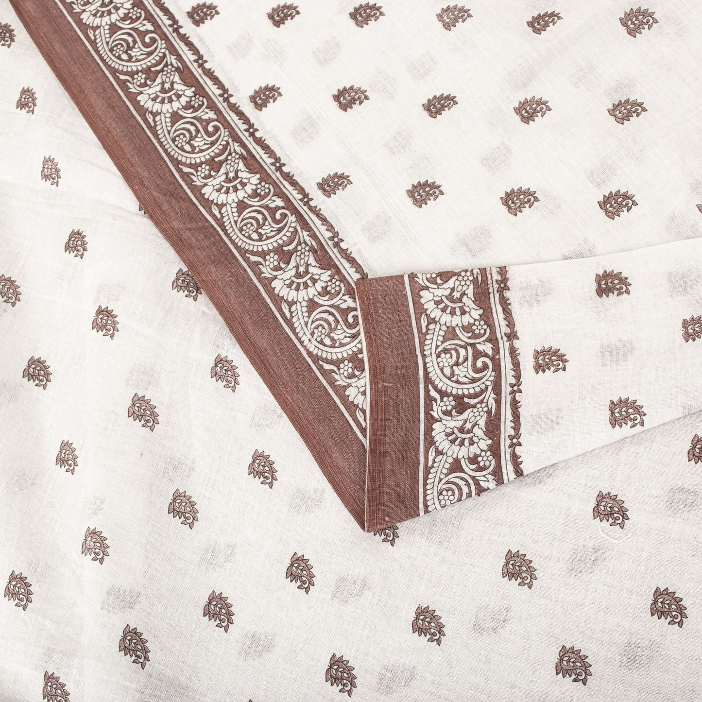 Sanskriti Vintage Saree White Pure Cotton Sanganeri Block Print Sari 5+YD Fabric