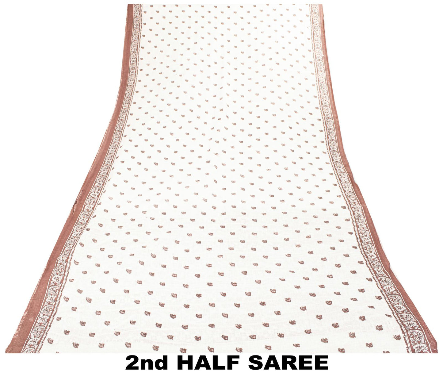 Sanskriti Vintage Saree White Pure Cotton Sanganeri Block Print Sari 5+YD Fabric