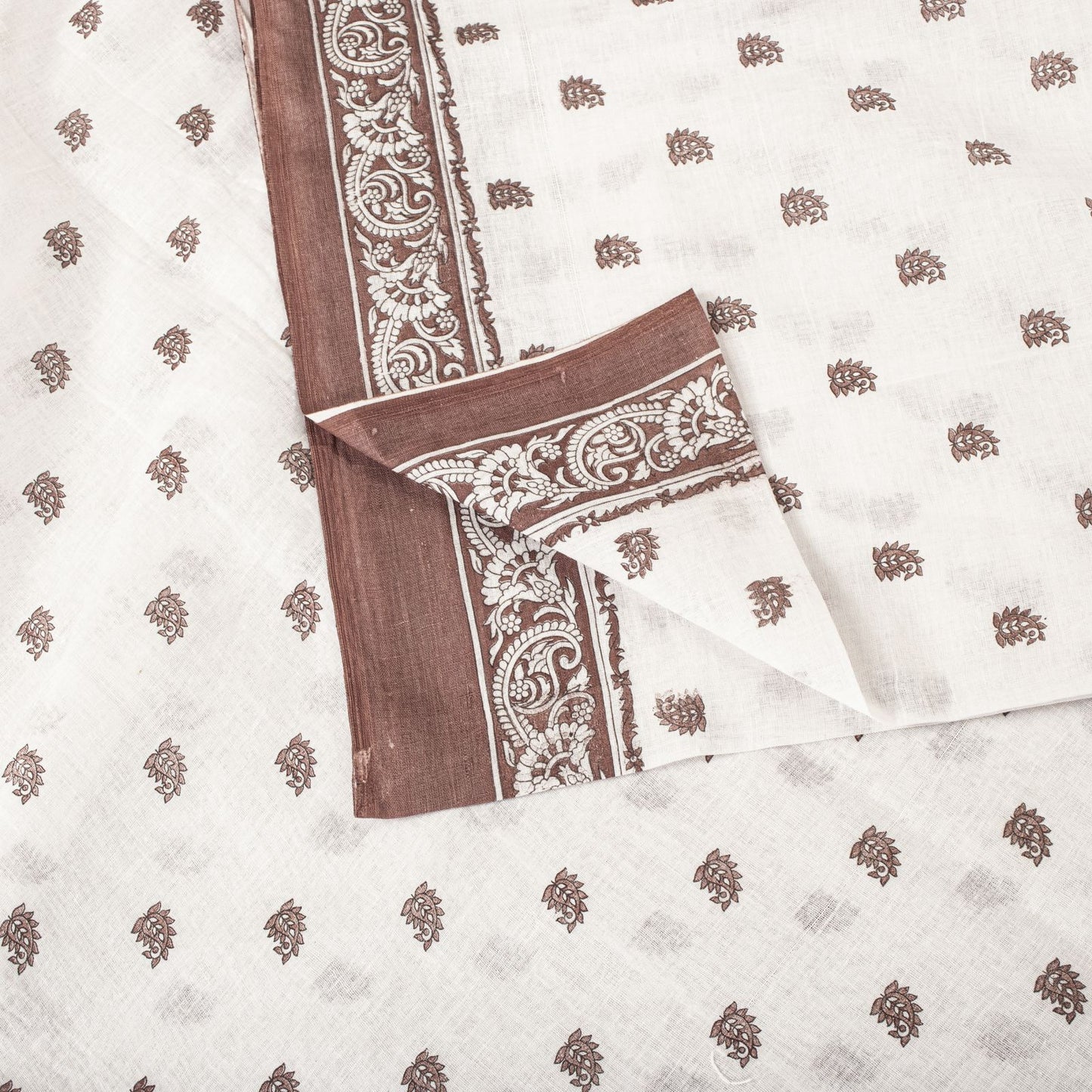 Sanskriti Vintage Saree White Pure Cotton Sanganeri Block Print Sari 5+YD Fabric