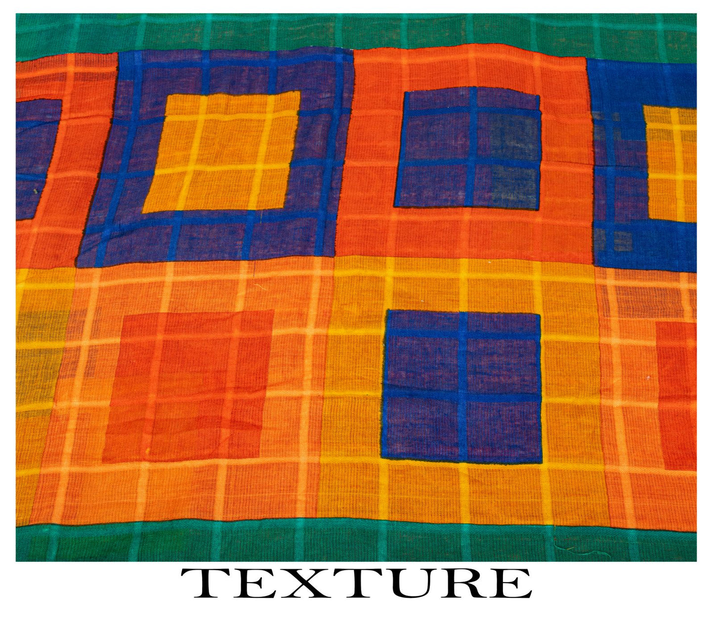 Sanskriti Vintage Saree Orange Pure Cotton Geometric Print Sari 5YD Craft Fabric