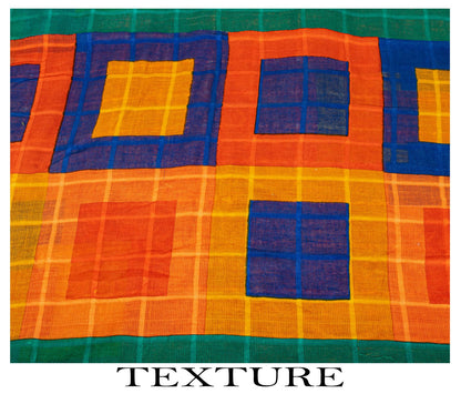 Sanskriti Vintage Saree Orange Pure Cotton Geometric Print Sari 5YD Craft Fabric