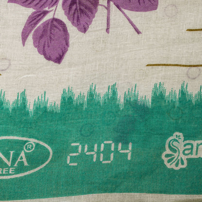 Sanskriti Vintage Saree White-Green Pure Cotton Digital Printed Sari 5+YD Fabric