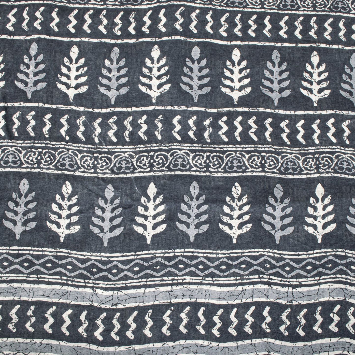Sanskriti Vintage Saree Blue 100% Pure Cotton Block-Batik Print Sari 5+YD Fabric
