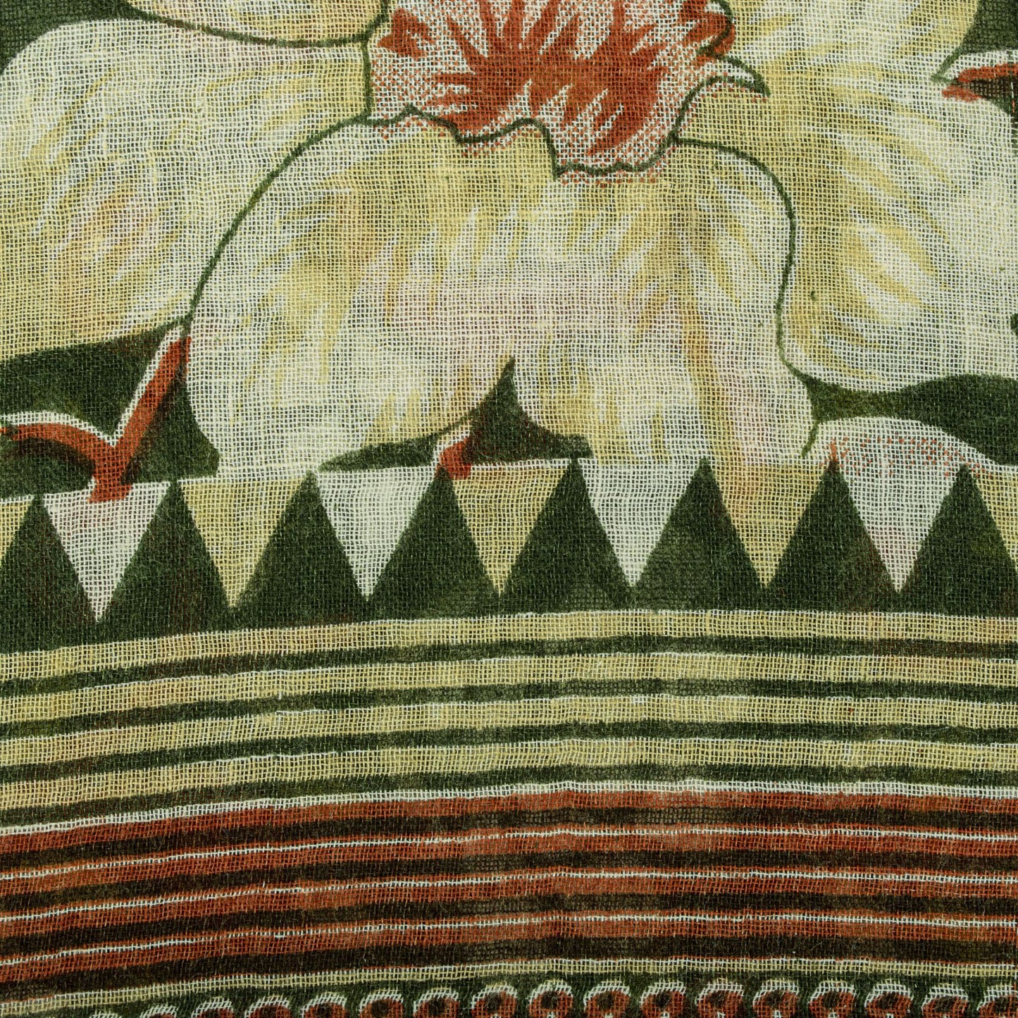 Sanskriti Vintage Saree Green Pure Cotton Floral Digital Print Sari 5+YD Fabric
