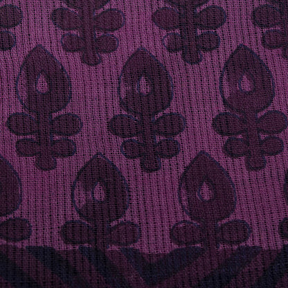 Sanskriti Vintage Saree Violet Pure Cotton Floral Printed Sari 5YD Craft Fabric