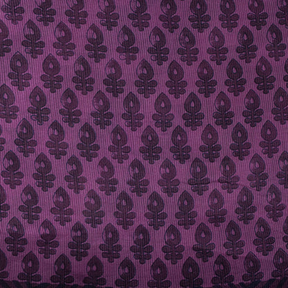 Sanskriti Vintage Saree Violet Pure Cotton Floral Printed Sari 5YD Craft Fabric