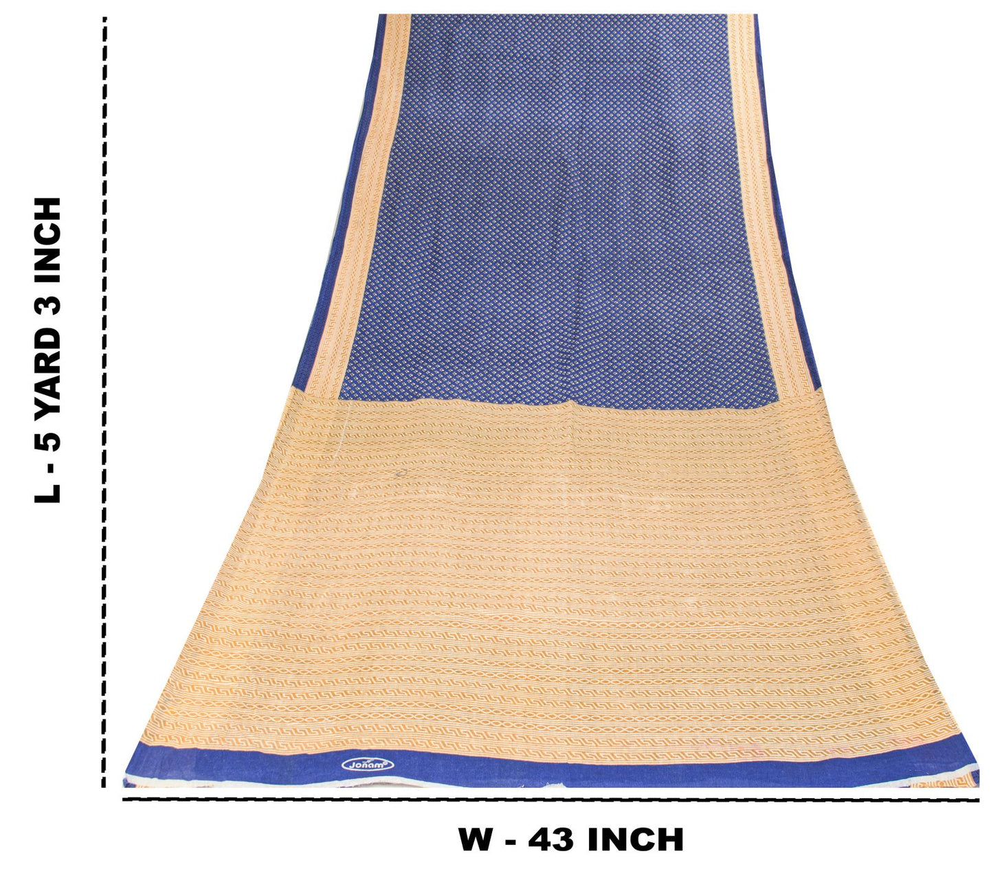 Sanskriti Vintage Saree Blue Pure Cotton Floral Printed Sari 5+YD Craft Fabric