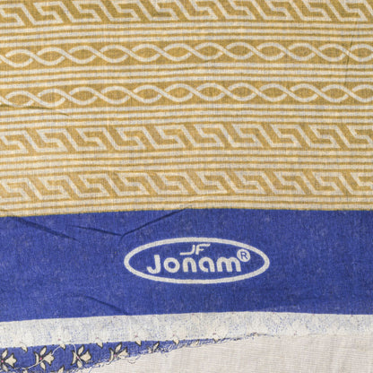 Sanskriti Vintage Saree Blue Pure Cotton Floral Printed Sari 5+YD Craft Fabric