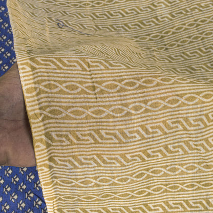 Sanskriti Vintage Saree Blue Pure Cotton Floral Printed Sari 5+YD Craft Fabric