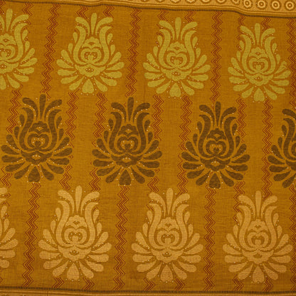 Sanskriti Vintage Saree Yellow 100%Pure Cotton Floral Printed Sari 5+Yard Craft Fabric
