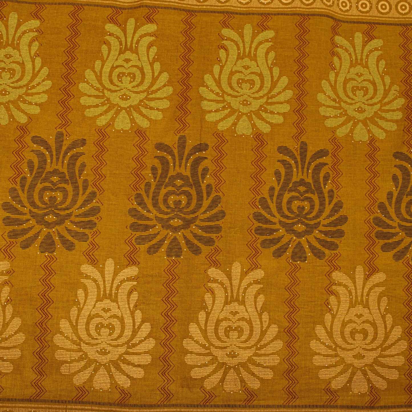 Sanskriti Vintage Saree Yellow 100%Pure Cotton Floral Printed Sari 5+Yard Craft Fabric