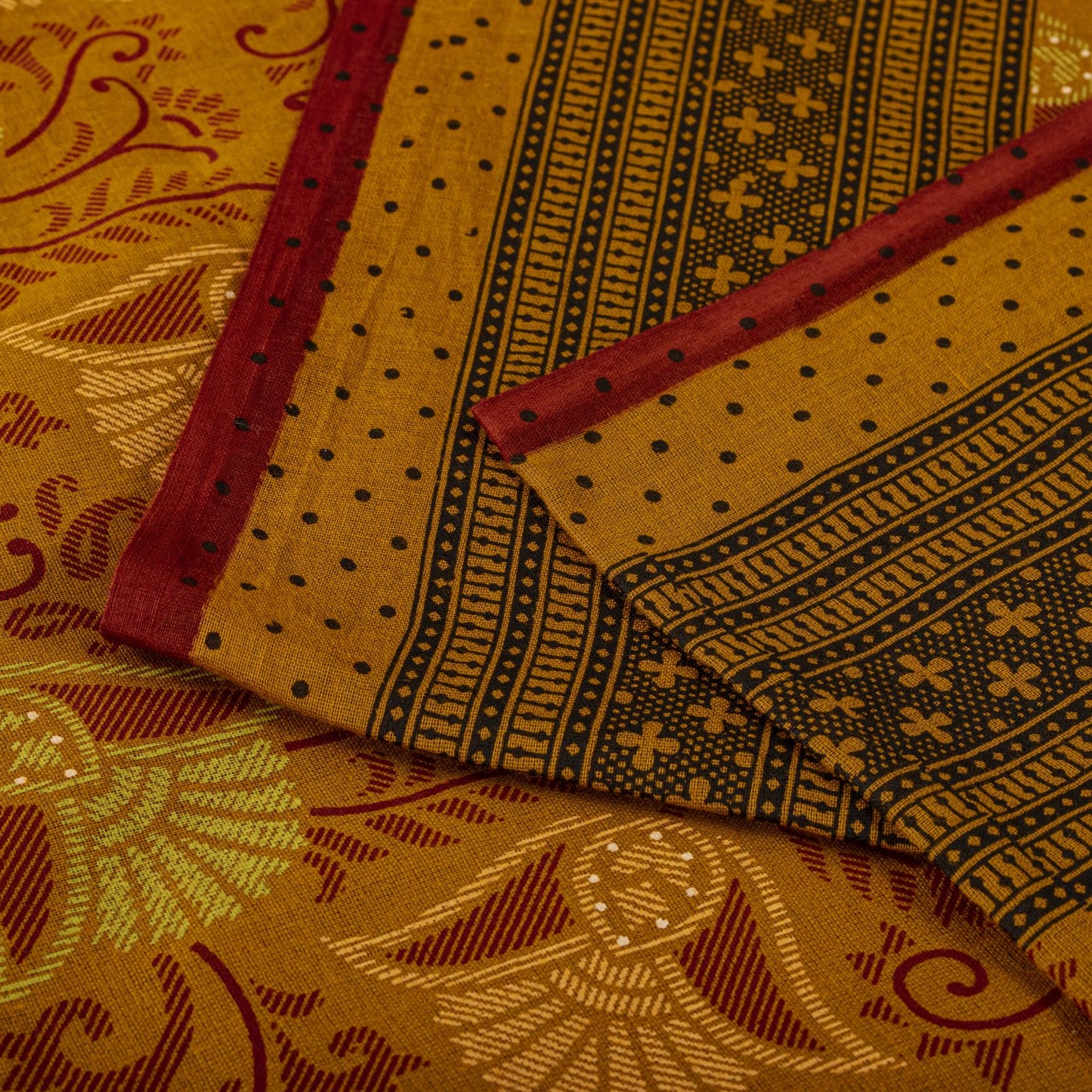 Sanskriti Vintage Saree Yellow 100%Pure Cotton Floral Printed Sari 5+Yard Craft Fabric