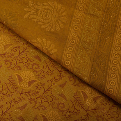 Sanskriti Vintage Saree Yellow 100%Pure Cotton Floral Printed Sari 5+Yard Craft Fabric