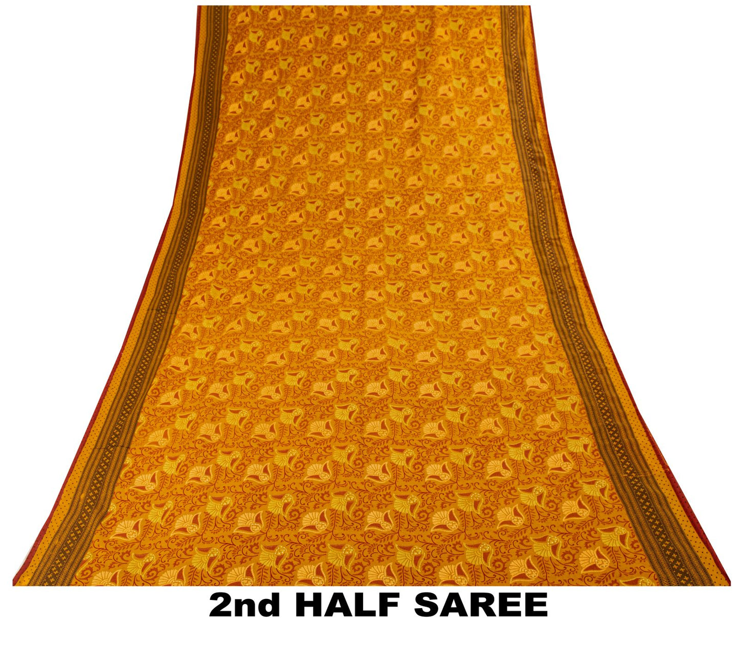 Sanskriti Vintage Saree Yellow 100%Pure Cotton Floral Printed Sari 5+Yard Craft Fabric