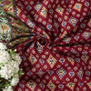Sanskriti Vintage Saree Red Pure Cotton Patan Patola Gujrat Ikat Print Sari 5+YD
