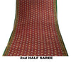 Sanskriti Vintage Saree Red Pure Cotton Patan Patola Gujrat Ikat Print Sari 5+YD