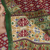 Sanskriti Vintage Saree Red Pure Cotton Patan Patola Gujrat Ikat Print Sari 5+YD