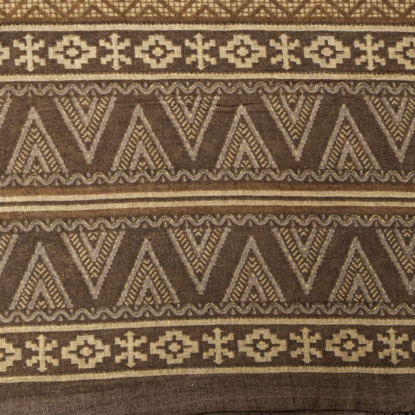Sanskriti Vintage Saree Brown Soft Pure Cotton Ajrakh Inspired Print Sari 5+YD