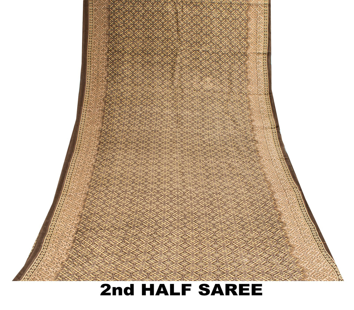 Sanskriti Vintage Saree Brown Soft Pure Cotton Ajrakh Inspired Print Sari 5+YD
