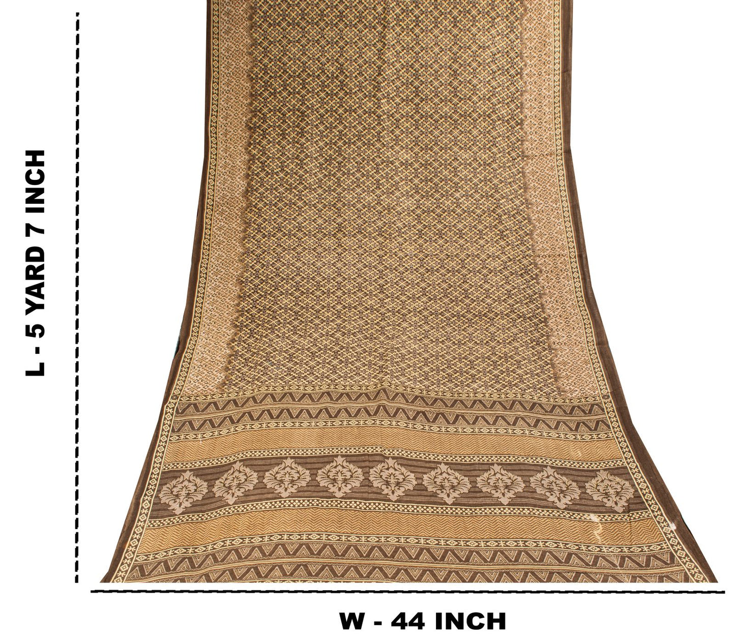 Sanskriti Vintage Saree Brown Soft Pure Cotton Ajrakh Inspired Print Sari 5+YD